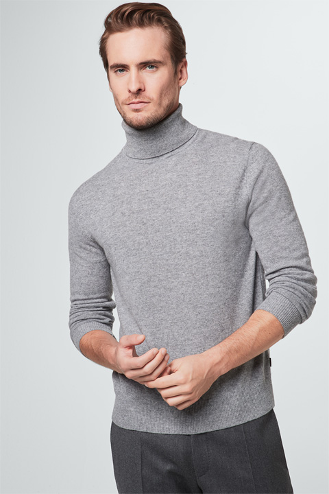 Kaschmir-Rollkragenpullover Cashmono in Grau melange