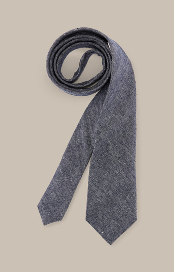 Cravate en soie avec du lin, couleur Denim Blue