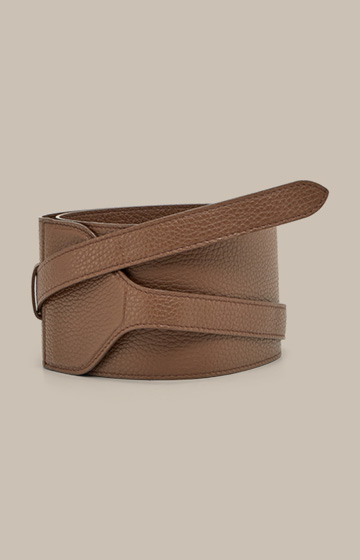 Nappa Leather Waist Belt to Tie in Caramel