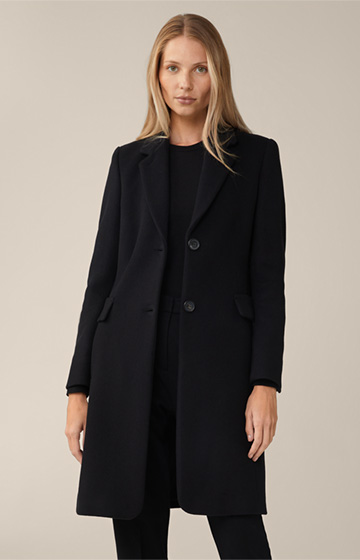 Wool Blend Blazer Coat in Black