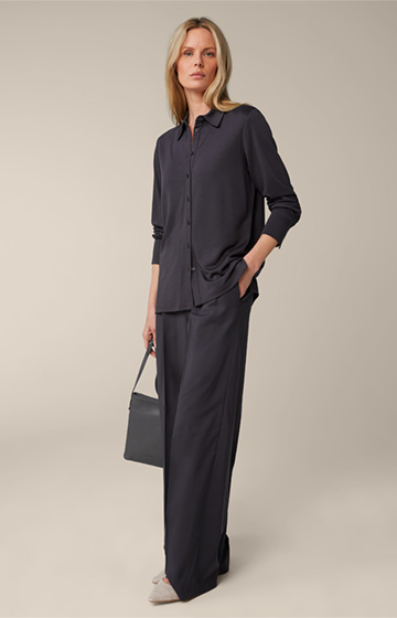 Tencel Jersey Shirt-style Blouse in Anthracite