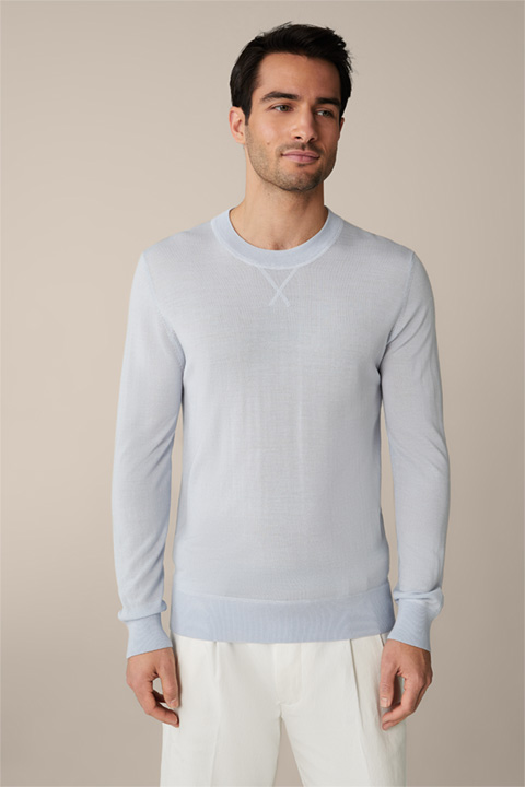 Nando Knitted Sweater with Silk and Cashmere in Light Blue