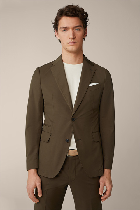 Solaro-Bene Cotton Satin Suit in Olive