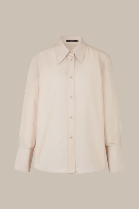 Tencel Shirt-style Blouse in Light Beige