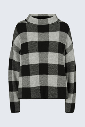 Pullover mit Cashmere in Schwarz-Grau kariert