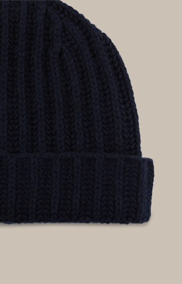 Virgin Wool,Cashmere Hat in Navy