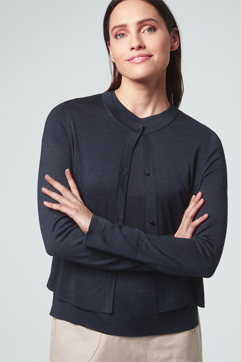 Seiden-Cardigan in Navy