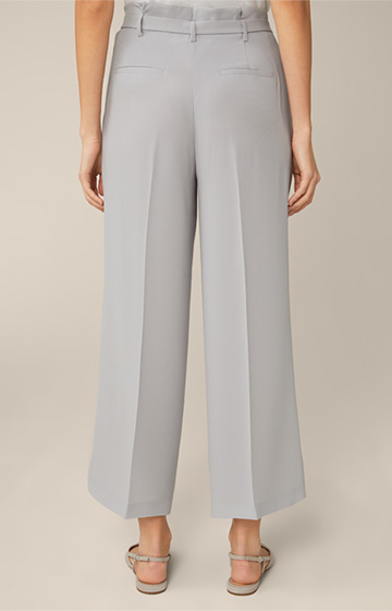 Cropped Crêpe Culottes with Belt in Grey