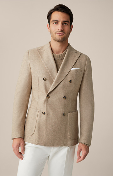 Satino Modular Double-breasted Jacket in Beige