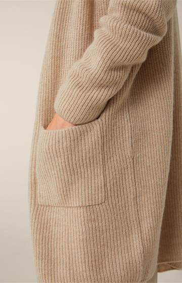 Cardigan en laine mélangée, avec de la soie et du cachemire, en beige