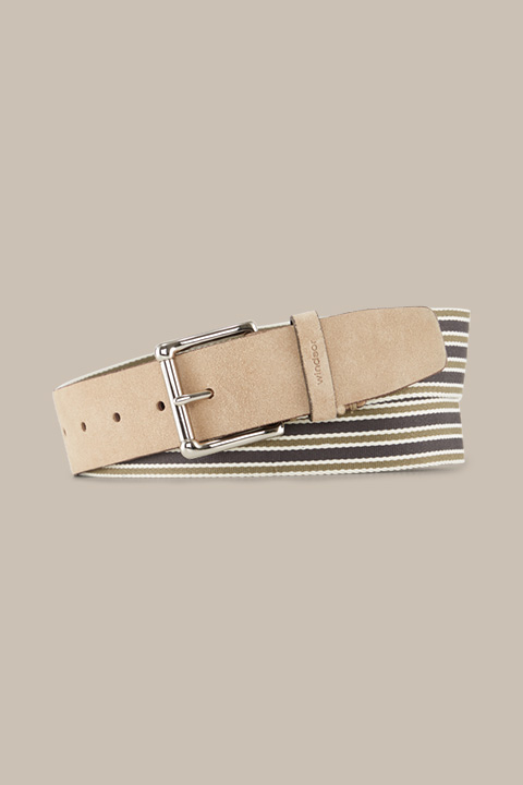 Belt in Olive/Blue stripes