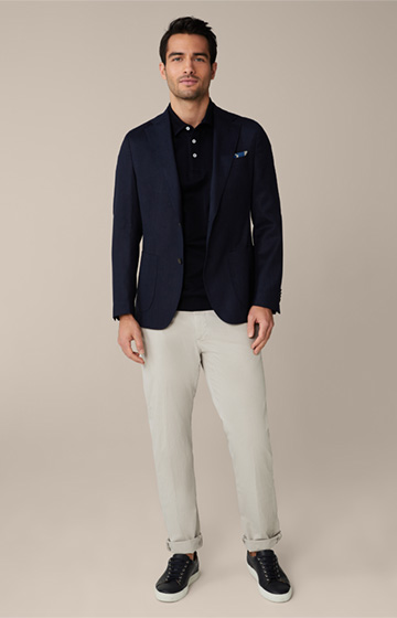 Giro Wool Blend Jacket with Silk and Linen in Navy