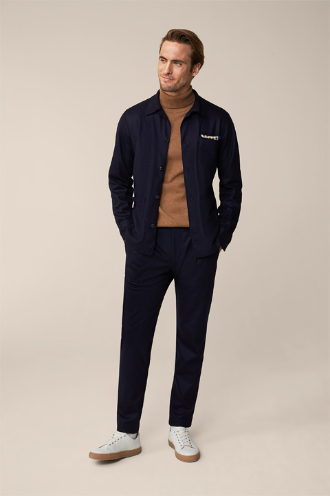 Olano Floro Modular Wool Jersey Suit in Navy