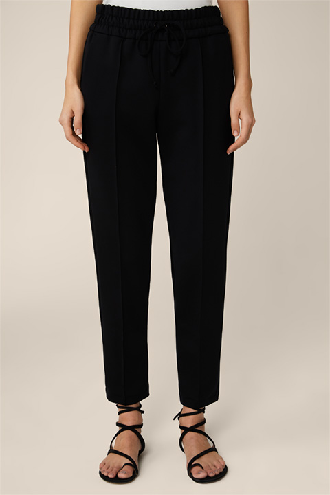 Jersey Trousers in Jogger Style with Cuffs in Black