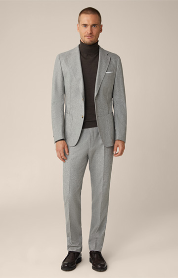 Bene Wool Blend Modular Trousers with Cashmere in Grey Marl