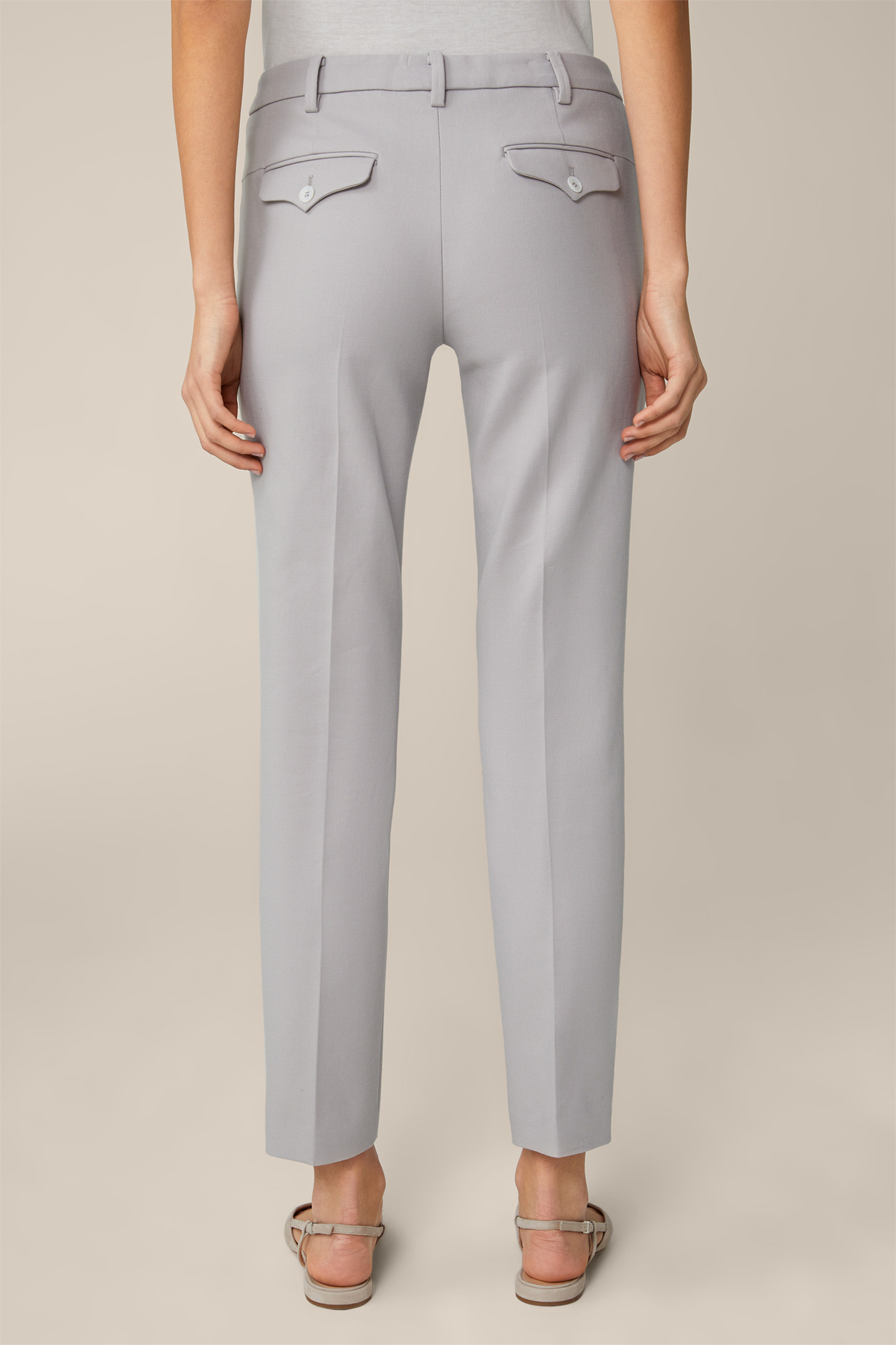 Baumwollstretch-Anzug-Hose in Panamabindung in Grau