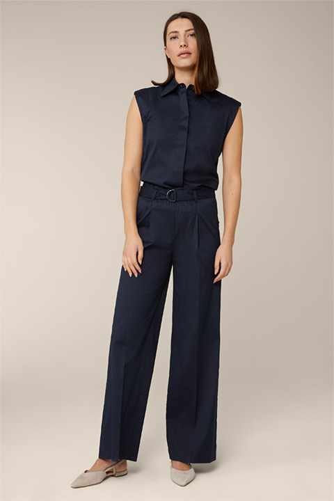 Cotton Stretch Marlene Trousers in Navy