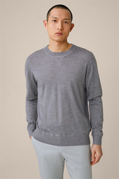 Nando Knitted Sweater with Silk and Cashmere in Mottled Grey