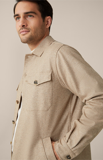 Cashmere-Mix-Shirtjacket Oslo in Beige