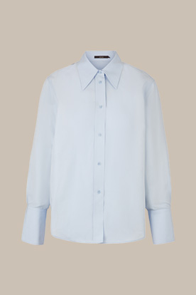 Tencel Shirt-style Blouse in Light Blue