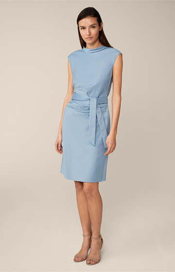 Baumwollstretch-Etui-Kleid in Blau