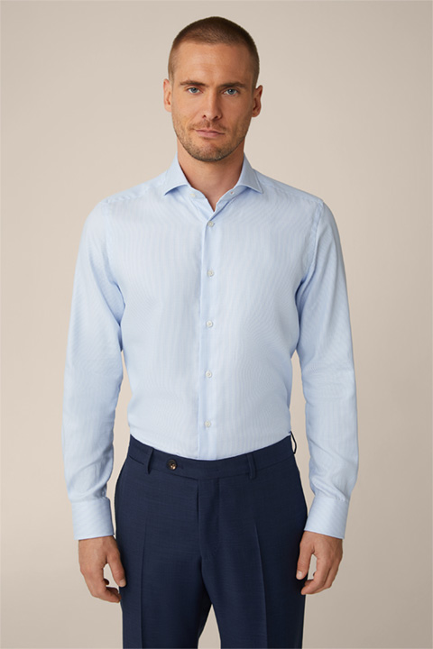 Trivo Cotton Shirt in Light Blue and White Stripes