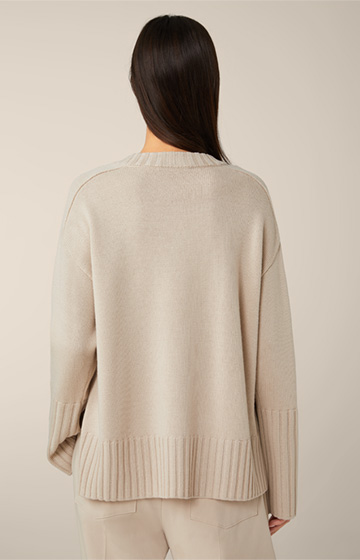 Merino Knitted Pullover in Beige