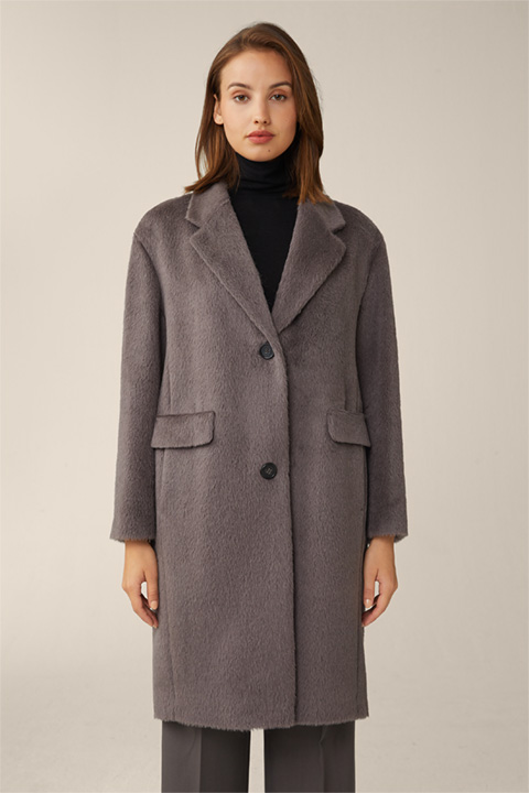Alpaca and Virgin Wool Egg-Shaped Coat in Taupe