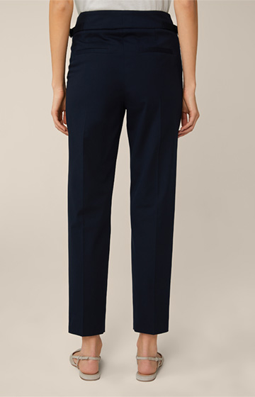 Cotton-Gabardine Pleat-fronted Trousers in Navy