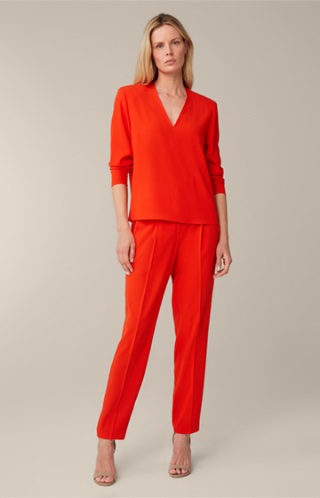 Crêpe Pleat-front Trousers in Red
