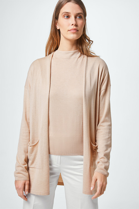 Cardigan mit Cashmere in Beige