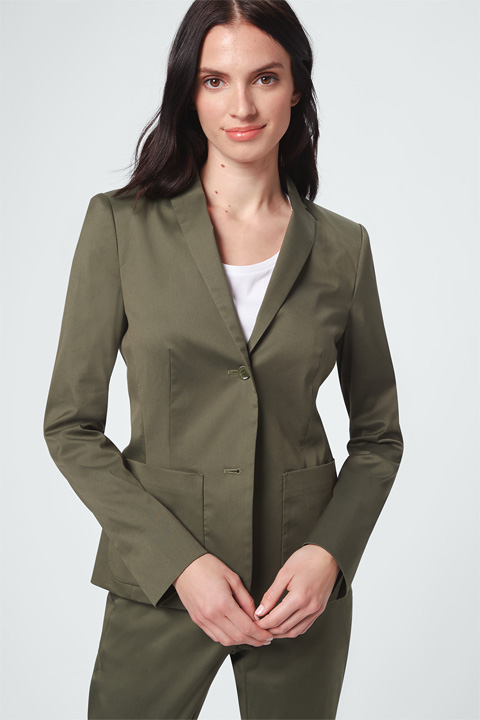 Baumwollstretch-Blazer in Oliv