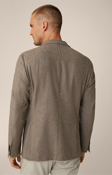 Veste en laine mélangée Giro avec cachemire, en motifs à chevron de couleur taupe