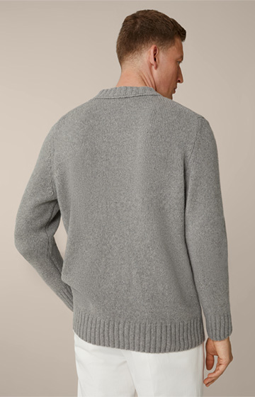 Ecosio Cashmere Knitted Round Neck Pullover in Grey