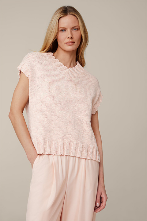 Cotton Blend Knitted Shirt in Peach