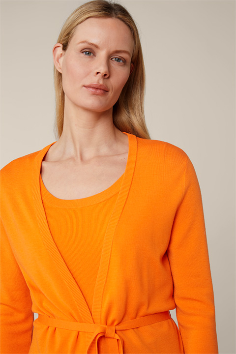 Merino Knitted Cardigan in Orange