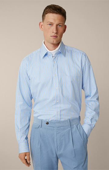 Oleandro Cotton Shirt in Light Blue and White Stripes