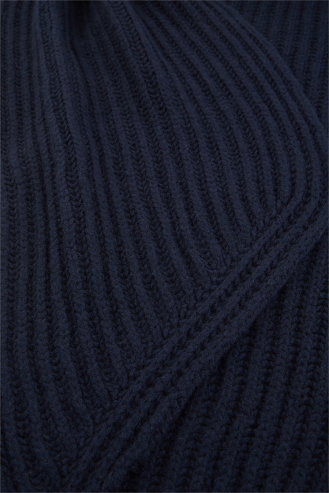 Virgin Wool Cashmere Scarf in Navy