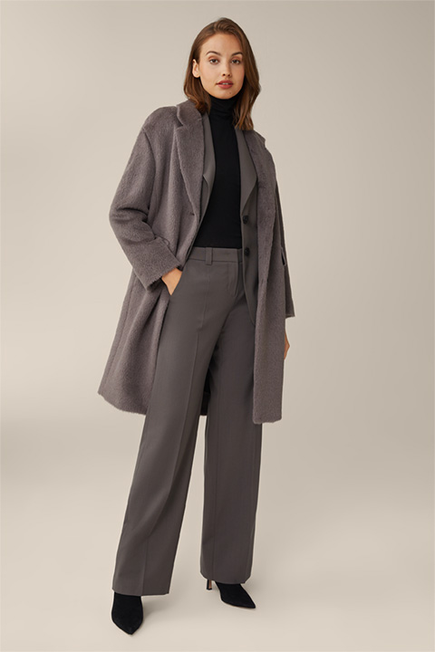 Tencel-Wollstretch-Rollkragen-Shirt in Schwarz