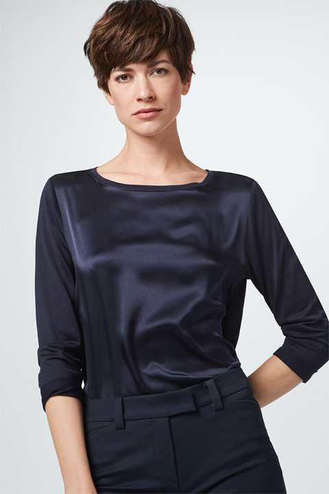Seidenshirt in Navy