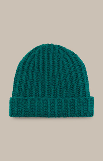 Schurwoll-Cashmere Mütze in Smaragdgrün