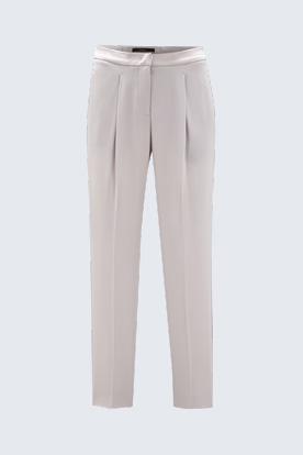 Crêpe-Bundfalten-Hose in Beige