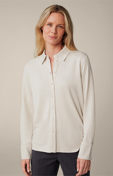 Jersey Shirt-style Blouse made of Tencel in Light Beige