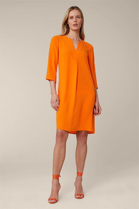Crêpe-Kleid in A-Linie in Orange