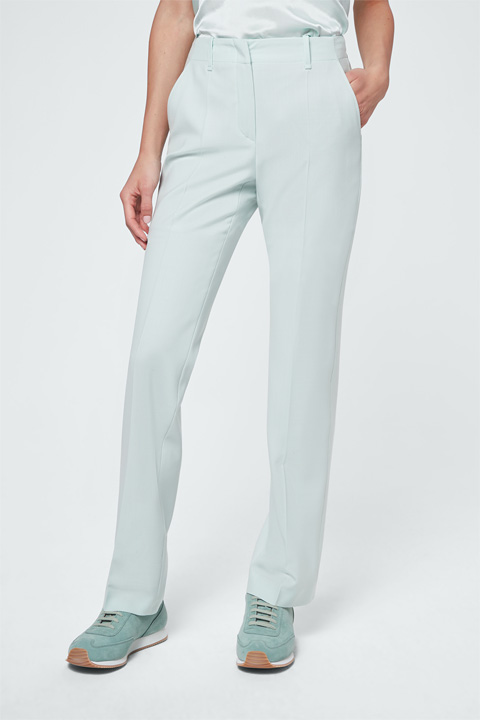 Gerade Schurwoll-Marlene-Hose in Mint