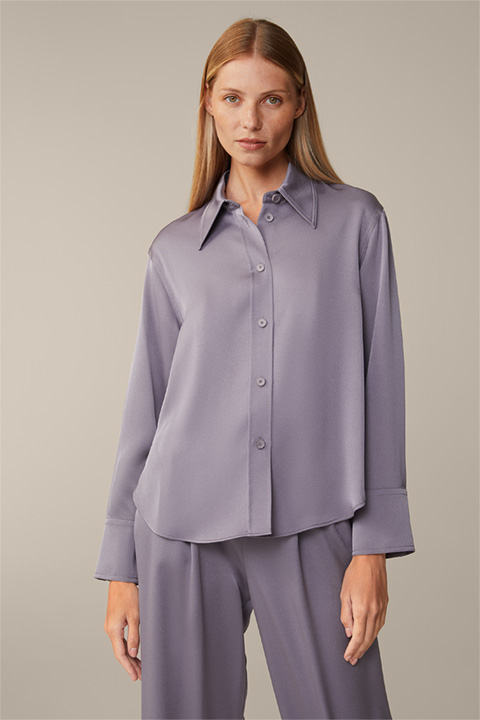 Long-sleeved Crêpe Shirt-style Blouse in Mauve