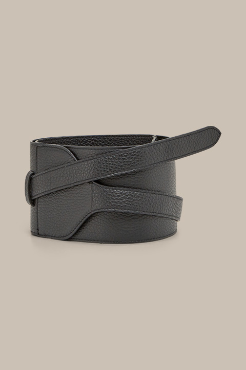 Nappa Leather Waist Belt to Tie in Black