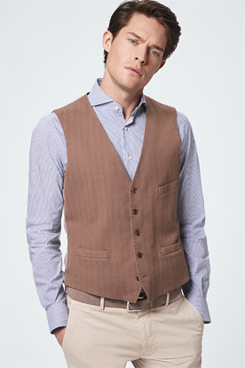 Baumwoll-Weste Voglio mit Leinen in Camel