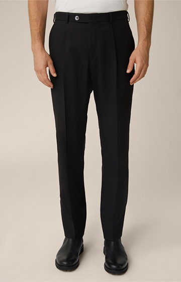 Pantalon modulaire en laine vierge Frero avec pinces à la taille, de couleur noire