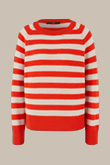 red and beige striped